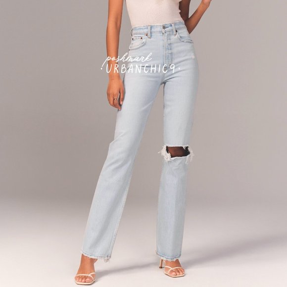 NWT ABERCROMBIE 90s Straight Jean Light Ripped size 30 - Picture 1 of 14